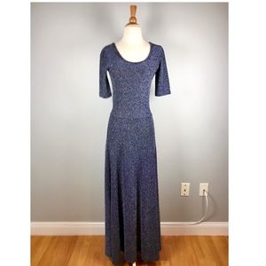LULAROE Ana Metallic Navy Blue Maxi Dress Sz XS